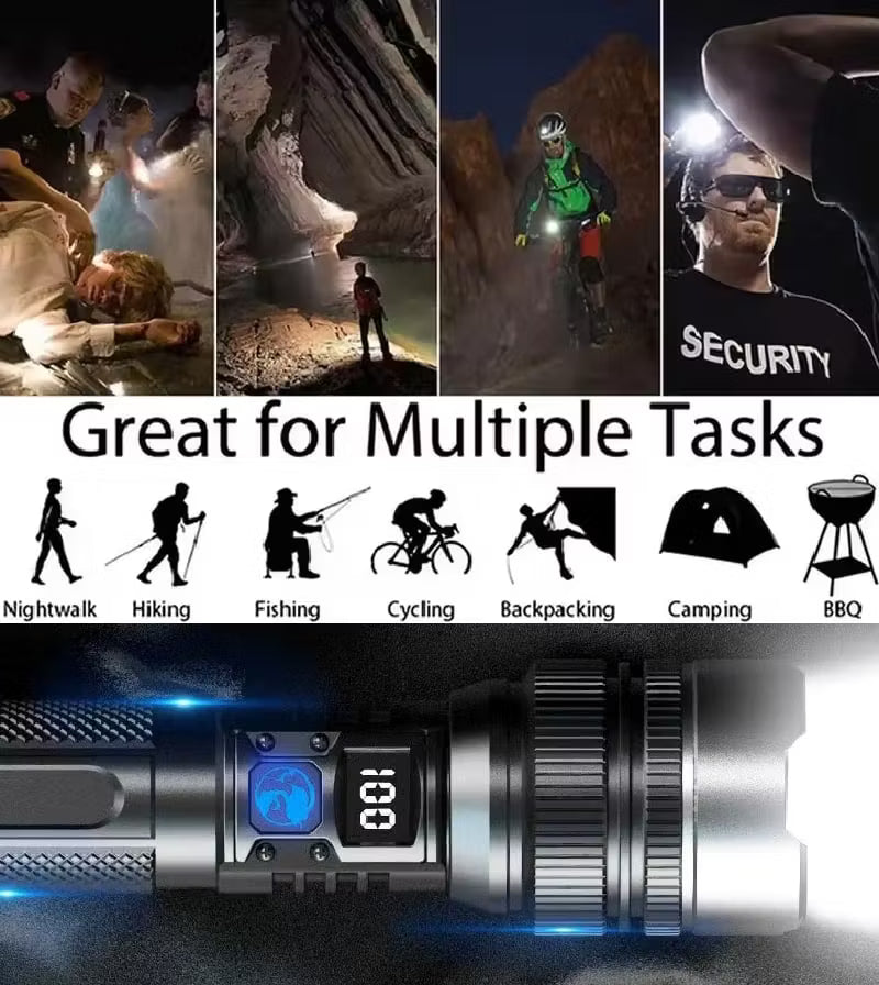 ✨high-power flashlight with bright telescopic zoom light