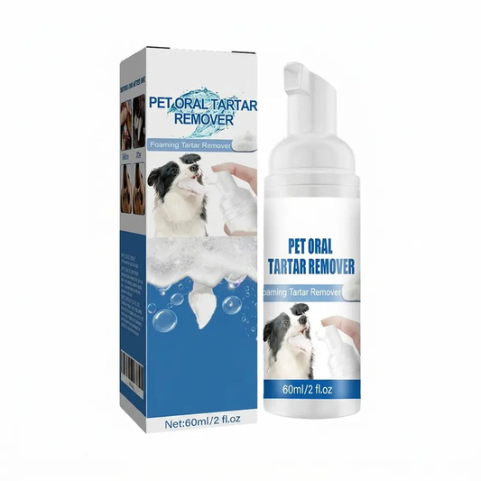 Pet dental tartar remover — removes tartar, whitens teeth, eliminates bad breath; foaming oral cleaner