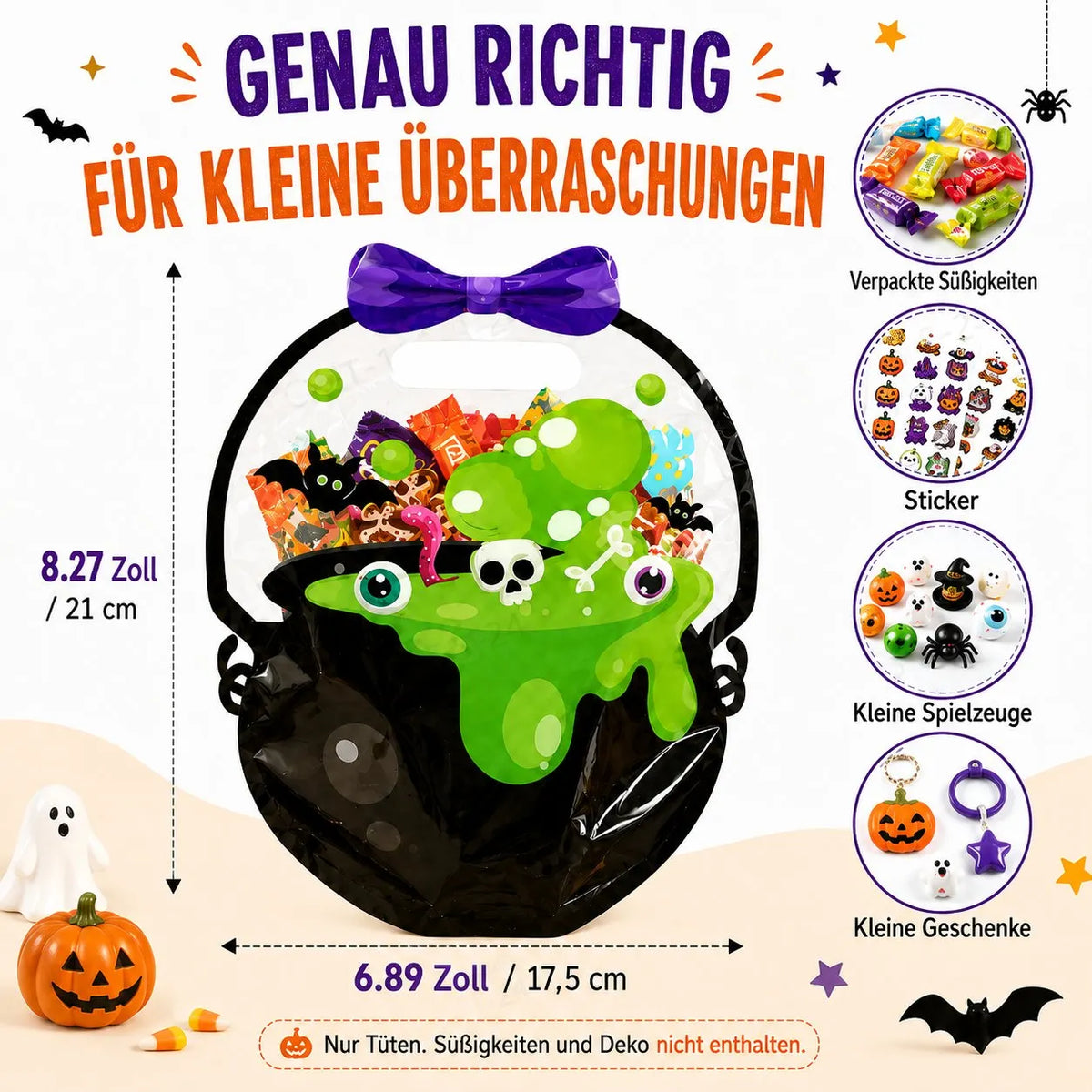 🎁Halloween Goodie Bags – Clear Cauldron Candy Favor Bags
