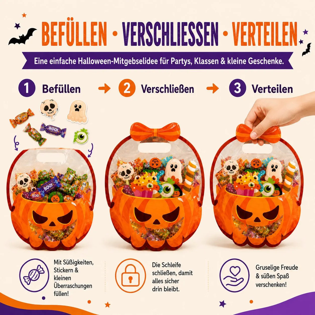 🎁Halloween Goodie Bags – Clear Cauldron Candy Favor Bags