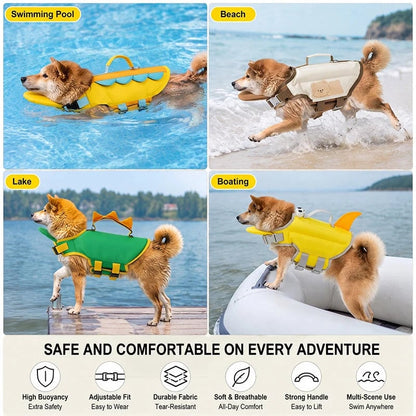 Cute Animal Dog Life Jacket – Fun Swimming Vest for Dogs, Safe & Comfortable Floatation Gear 