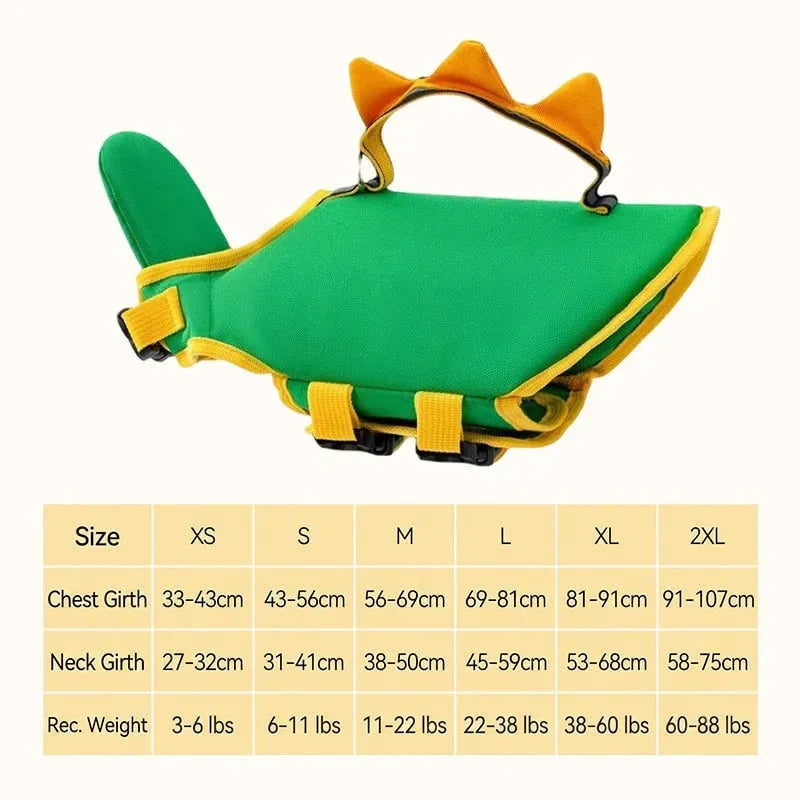 Cute Animal Dog Life Jacket – Fun Swimming Vest for Dogs, Safe & Comfortable Floatation Gear 