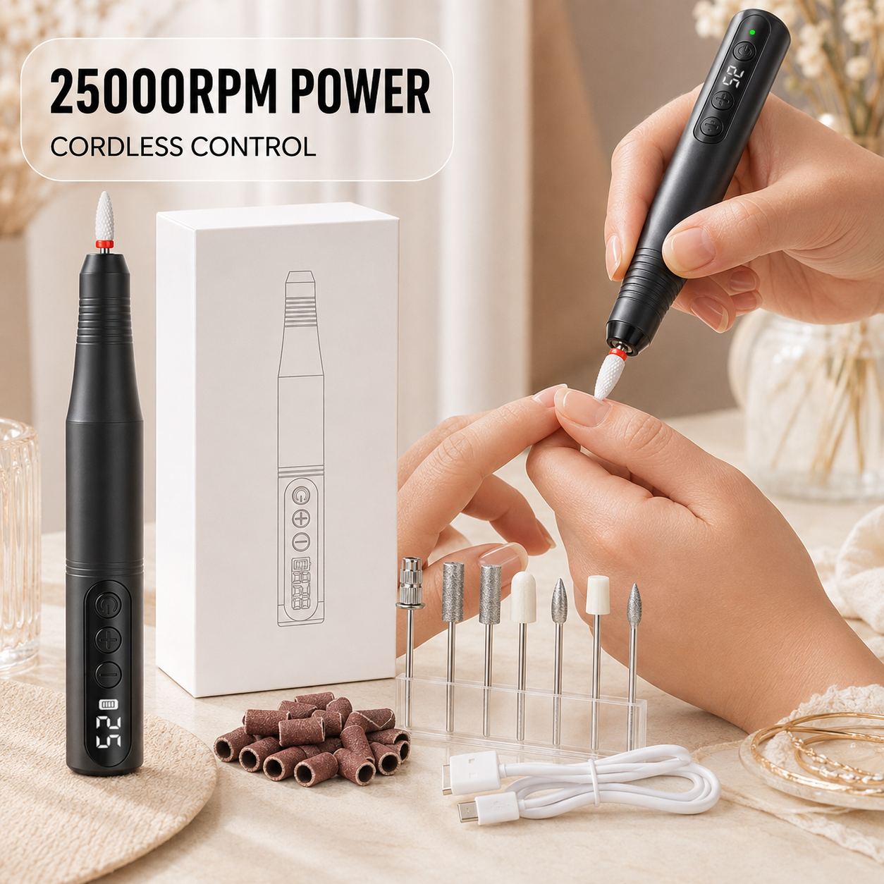 Pen-Shaped Rechargeable Nail Drill