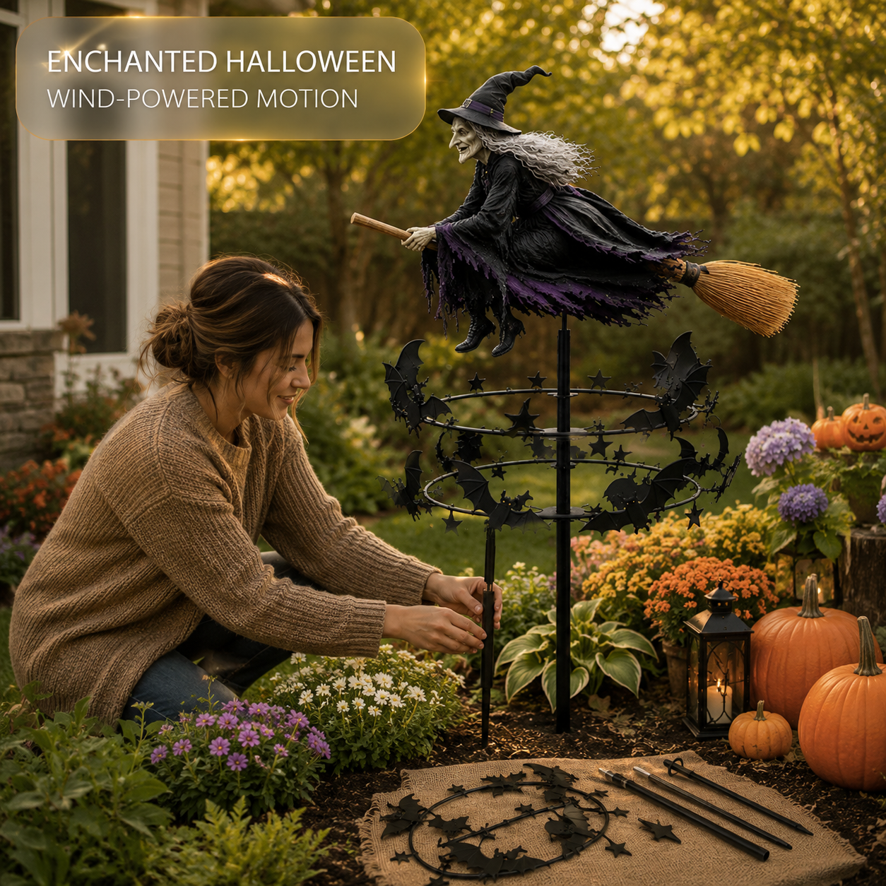🔥50% Off Last Day -Halloween Early Bird Special🧙‍♀️ The Enchanted Witch Garden Wind Spinner