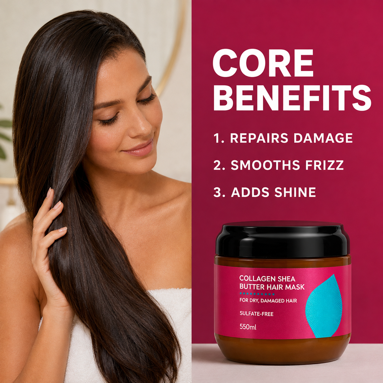 Instant Liquid Silk Collagen & Shea Butter Hair Mask – Deep Repair for Dry & Frizzy Hair