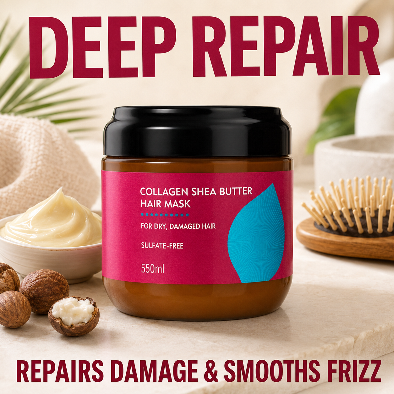 Instant Liquid Silk Collagen & Shea Butter Hair Mask – Deep Repair for Dry & Frizzy Hair