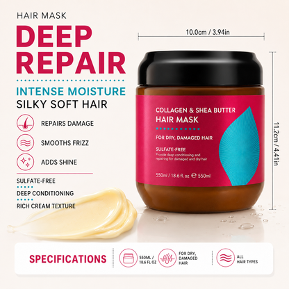 Instant Liquid Silk Collagen & Shea Butter Hair Mask – Deep Repair for Dry & Frizzy Hair