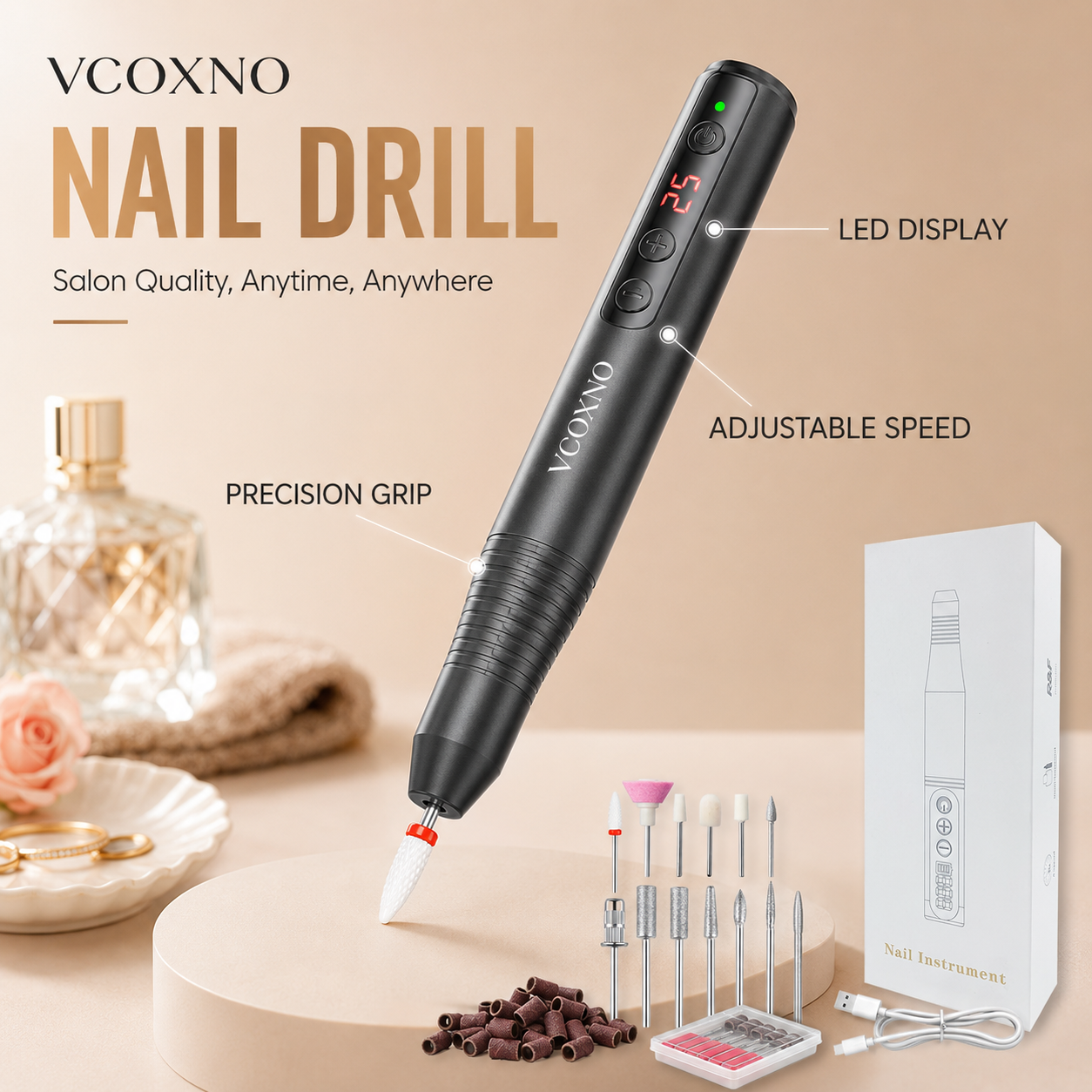 Pen-Shaped Rechargeable Nail Drill
