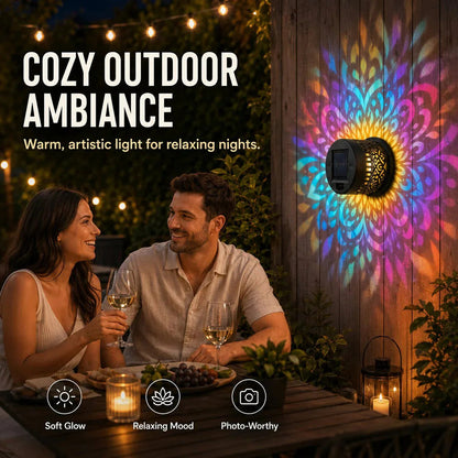 🌀💥Limited Sale Buy 2 Get 1 Free🌞💡Solar Mandala Wall Light Outdoor Garden Fence Projector Lamp Patio Ambient Decor