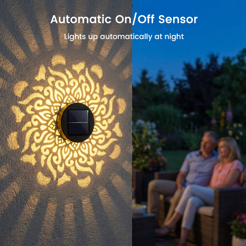 🌀💥Limited Sale Buy 2 Get 1 Free🌞💡Solar Mandala Wall Light Outdoor Garden Fence Projector Lamp Patio Ambient Decor